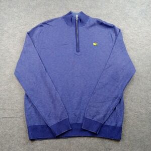 Masters Sweater Mens Large Blue Golf Quarter Zip Pullover Cotton Cashmere Knit